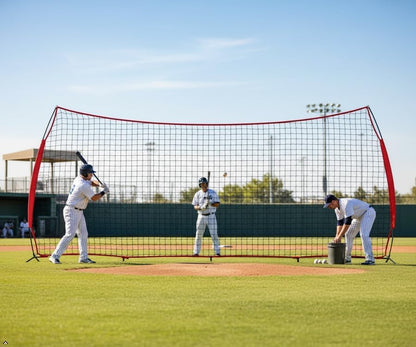 7x7ft/12x9ft/16x10ft/20x10ft Barricade Backstop Net, Sports Barrier Net, Multi-Sport Net with Carry Bag, Protective Screen for Practice- Baseball, Softball, Lacrosse, Soccer, Basketball, Tennis - size: 20x10 ft