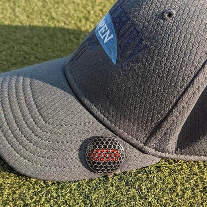 Golf Ball Marker Fits on Hat Clip - Premium Quality Metal Ball Marker with Red & Black Crystal Golf Ball Markers for Hat Divot Tool - Unique Golf Gift Accessory - Value Gift Set for Golfers