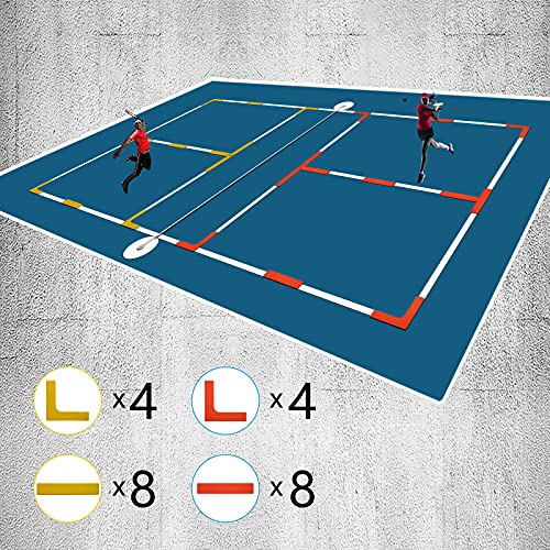 Court Line Marker Set Create Your Own Pickleball Mini Tennis Court - color: RED-YELLOW