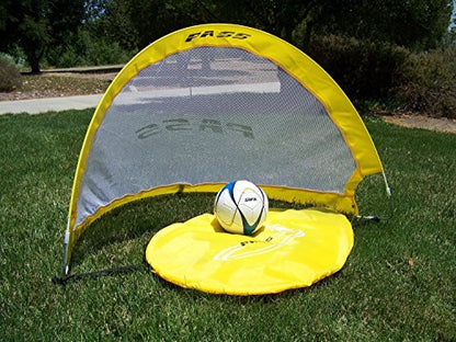 PASS Footer Pop up/Fold-able & Portable Soccer Football Nets. (Pair). Comes with Carry Case, One Year Warranty. - color: Yellow, size: 4Ft.