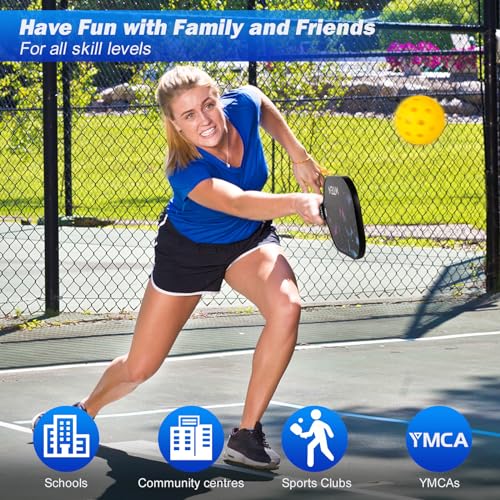 Pickleball Paddles Set of 2 or 4, or Single Paddle – USAPA Approved Fiberglass Surface Pickleball Rackets Set for Men & Women - color: Black*1