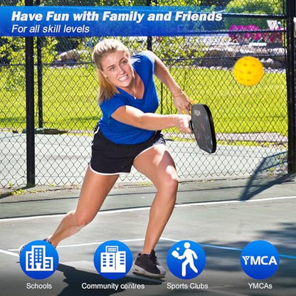 Pickleball Paddles Set of 2 or 4, or Single Paddle – USAPA Approved Fiberglass Surface Pickleball Rackets Set for Men & Women - color: Black*1