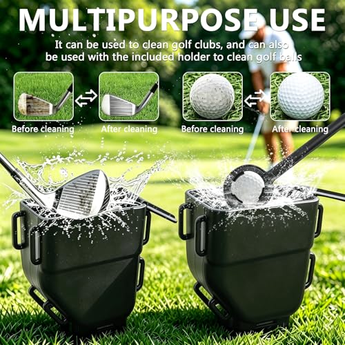 Ruppence Golf Cart Ball Washer and Club Cleaner Kit, Golf Ball Washer, Includes Straps, Improved Brush Design, Perfect for Club Courses, Pros, & Home