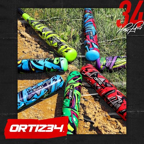 Ortiz34 Bat & Ball Set - Graffiti Plastic Bat & Ball Homerun Set- David Ortiz Backyard Baseball Set for Youth, Kids, Teenagers, Adults (Bat & Ball Set, Blue)