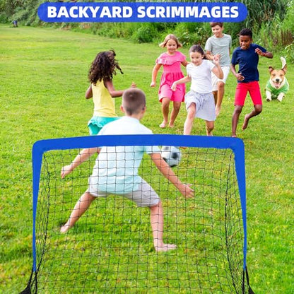 HAFHAF Soccer Goals, 4x3 ft Portable Kid Soccer Goals for Backyard with Ball, Ladder, and Cones Pop Up Soccer Net Soccer Set for Kids Age Youth and Toddler Games, Sports Outdoor Indoor