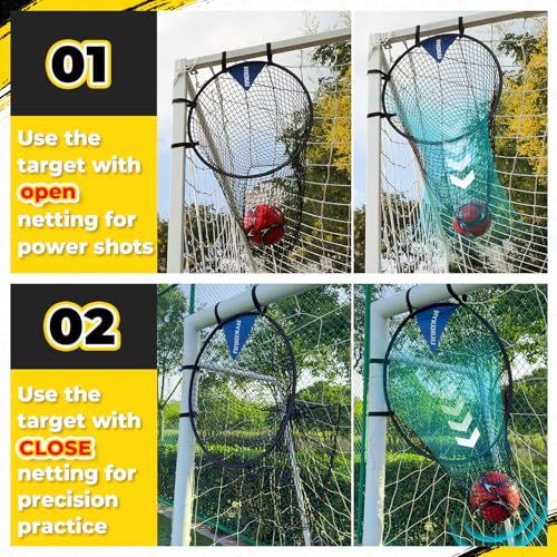 Top Bins Soccer Goal Target(2Pcs) 23.6in Soccer Target Net for Volley, Passing, Shooting Accuracy Practice Soccer Training Equipment with Carry Case