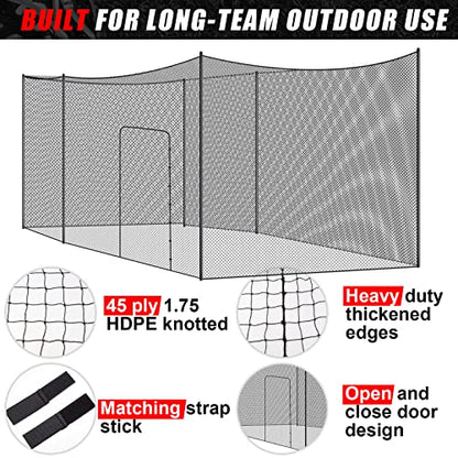 Syhood Baseball Batting Cage Net Heavy Duty Cricket Golf Softball Hitting Practice Net Portable Pitching Cage, Training Sports Barrier Screen for Backyard Outdoor