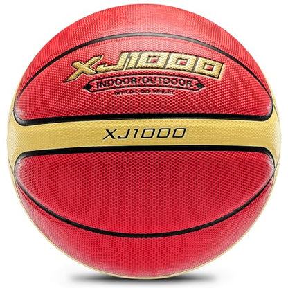 Training Soft Touch Rubber and Faux Leather Fighting Basketball, High Bounce Indoor Outdoor Basketball Gift - color: XJ1000-7 Brown