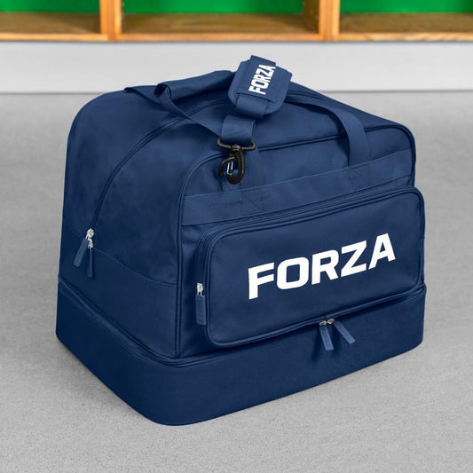 FORZA Players Holdall Kit Bag – 55L Durable Sports Duffel with Reinforced Boot Compartment, Shoulder Strap & Zippered Pockets for Training, Matchday & Travel - color: Navy