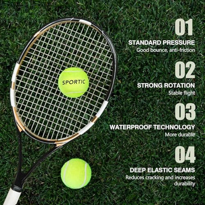 SPORTIC Tennis Balls, Duty Felt Pressurized Tennis Ball with Mesh Bag for 12PC or 36PC -High Bounce Training Exercise Tennis Balls for Beginners & Pet Dog Playing Balls, 3/4/12/36 PCS - style: 12pc fbm