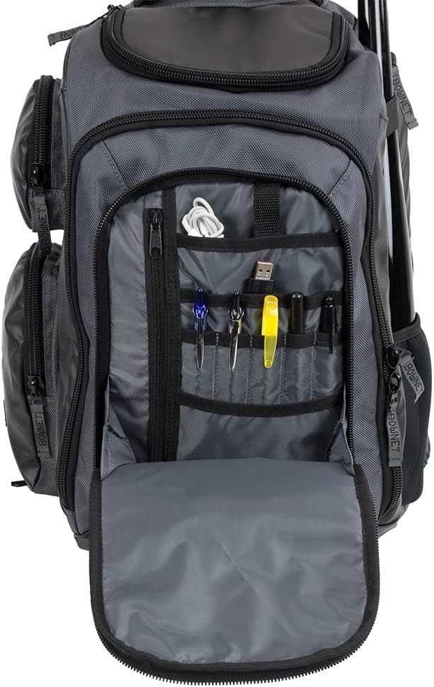Bownet Commando Coaches Bat Bag – Baseball & Softball Backpack with Fungo Holder, 15.5” Laptop & Tablet Pocket, Large Gear Storage, Padded Straps, Youth & Adult, Black - color: Black