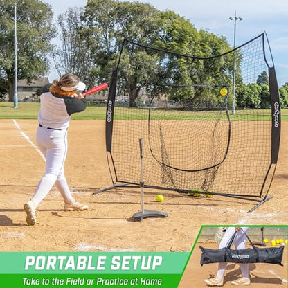 GoSports 7 x 7 ft Baseball & Softball Nets - Available in Team Colors - Batting & Pitching Net with Strike Zone - color: Black