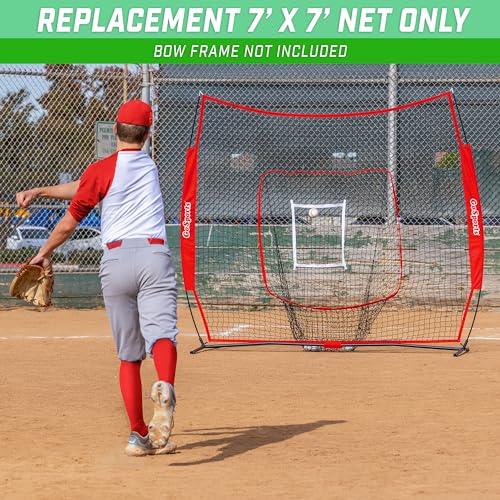 GoSports Replacement 7 x 7 ft Baseball Net - NET ONLY - Frame NOT Included - Choose Your Color - color: Red