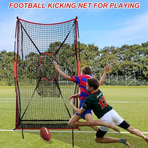 Football Kicking Throwing Net - Heavy Duty Portable Kicking Goal Cage with Target - 4x7FT Professional Trainer for Coaches Youth Indoor & Outdoor Games