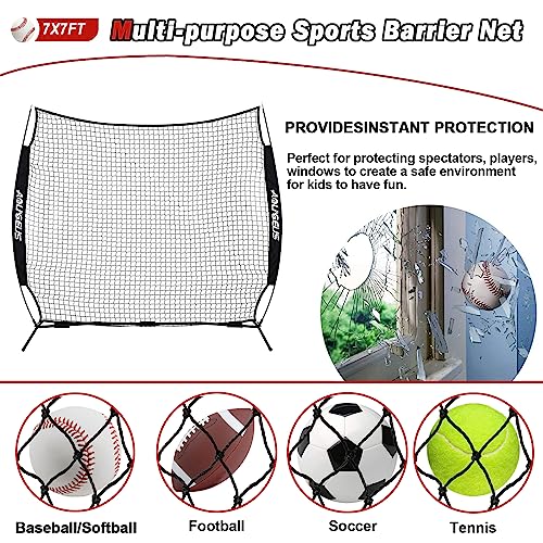 Sports Barrier Net,Sports Net,Barricade Backstop Net,Perfect for Baseball,Softball,Soccer, Basketball,Lacrosse - style: 7X7Ft-Black
