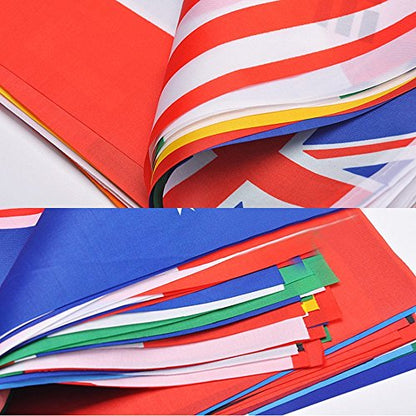 G2PLUS International Flags, 82 Feet 8.2'' x 5.5'' World Flags, 100 Countries Olympic Flag Pennant Banner for Bar, Party Decorations, Sports Clubs, Grand Opening, Festival Events Celebration