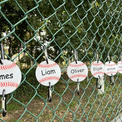 Baseball Bag Fence Hooks – Thick Fence Clips with Writable Acrylic Plates – Dugout Organizer for Baseball Gear, Backpacks, Helmets, Bottles, Team Gifts - style: 2 packs