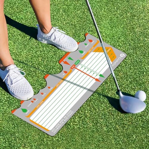 Golf Training Mat for Beginners | Posture Assistance and Entry-Level Stance Corrector | Golf Training Aids Pad for Men Women - color: Gray
