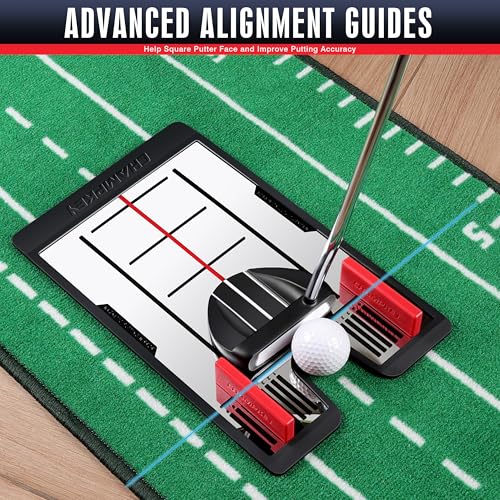CHAMPKEY Magnetic Putting Mirror - Alignment Putting Aid for Golf - Professional Putting Thing with Golf Gates Ideal for Indoor and Outdoor Training