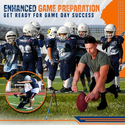 True Strike Pro Football Kicking Tee - Ultimate Football Tee Compatible with All Ball Sizes, Bonus Goal Kicking Tracker, Field Goal Football Holder