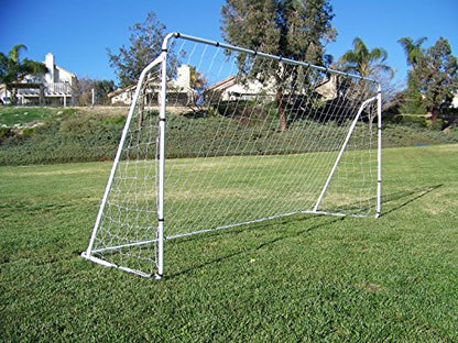 12 x 6 Ft. Powder Coated Galvanized Steel Soccer Goal w/Net. 12x6 Foot AYSO Regulation Size Portable Training Aid. Ultimate Backyard Goal, All Weather, One Year Warranty. New - color: White, size: 12x6 w/Extra Net