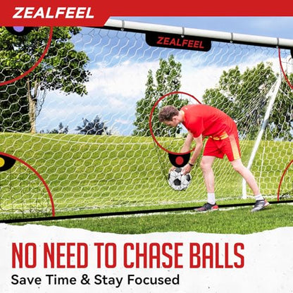 ZEALFEEL Soccer Target Net, 12x6ft Goal Net with 5 Scoring Zones for Practice Shooting & Goal Shots, Anti-Tear Mesh, 3 Steel Rods, Removable Stick-On Markers, Portable Football Training Equipment