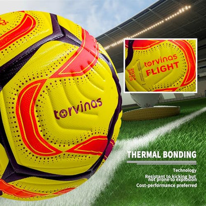 Soccer Ball Size 5,4 – Thermal Bonded Waterproof PU Leather, Professional Training & Match Ball for Youth & Adults, with Pump & Bag, Training Gift Set - color: yellow