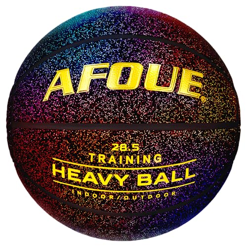 2.2LBS 1.0kg Heavy Training Basketball, 28.5" Size 6 Quality Faux Leather Construction Starry Black, Indoor Outdoor Improving Strength Handling Dribbling Shooting (Deflated)