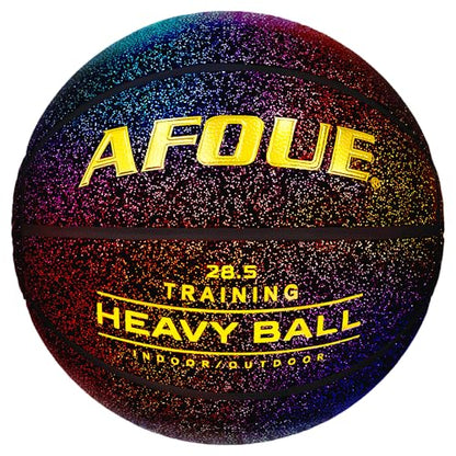 2.2LBS 1.0kg Heavy Training Basketball, 28.5" Size 6 Quality Faux Leather Construction Starry Black, Indoor Outdoor Improving Strength Handling Dribbling Shooting (Deflated)