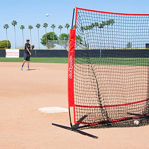 GoSports 5 ft x 5 ft Baseball & Softball Practice Hitting & Pitching Net with Bow Type Frame, Carry Bag and Strike Zone, Great for All Skill Levels