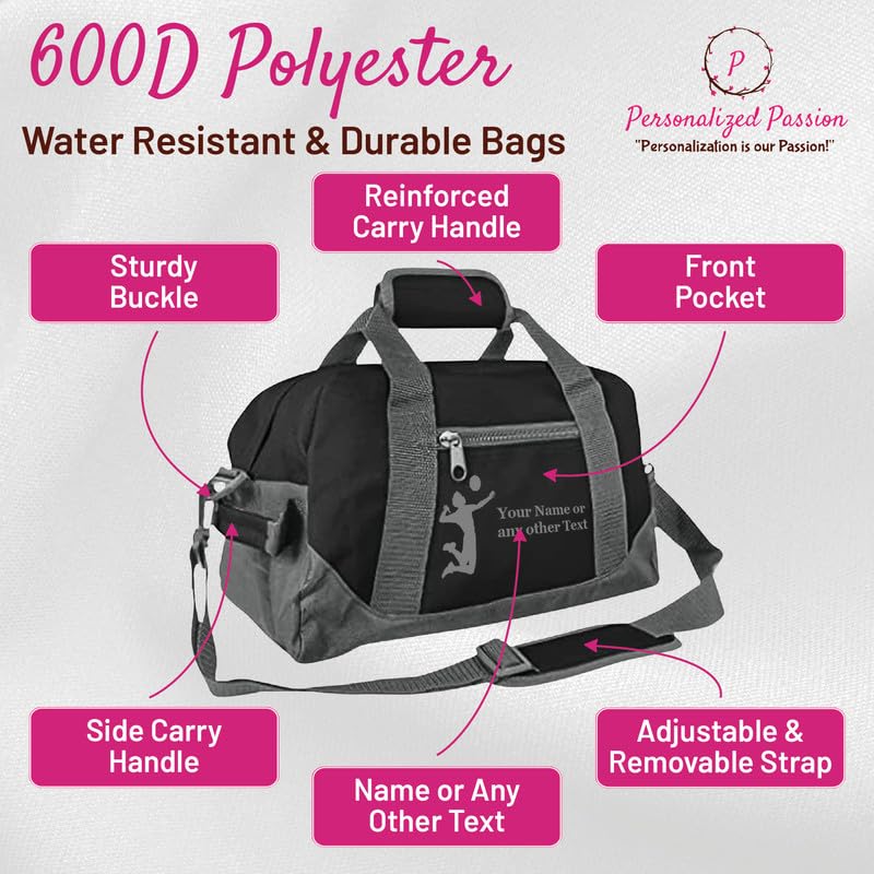 14” Small Sports Duffel Bags for Kids - Waterproof Travel Duffle with Name & Dance Design - Pink Two-Toned Kids Weekender Bag for Boys and Girls - color: Pink, style: Dance