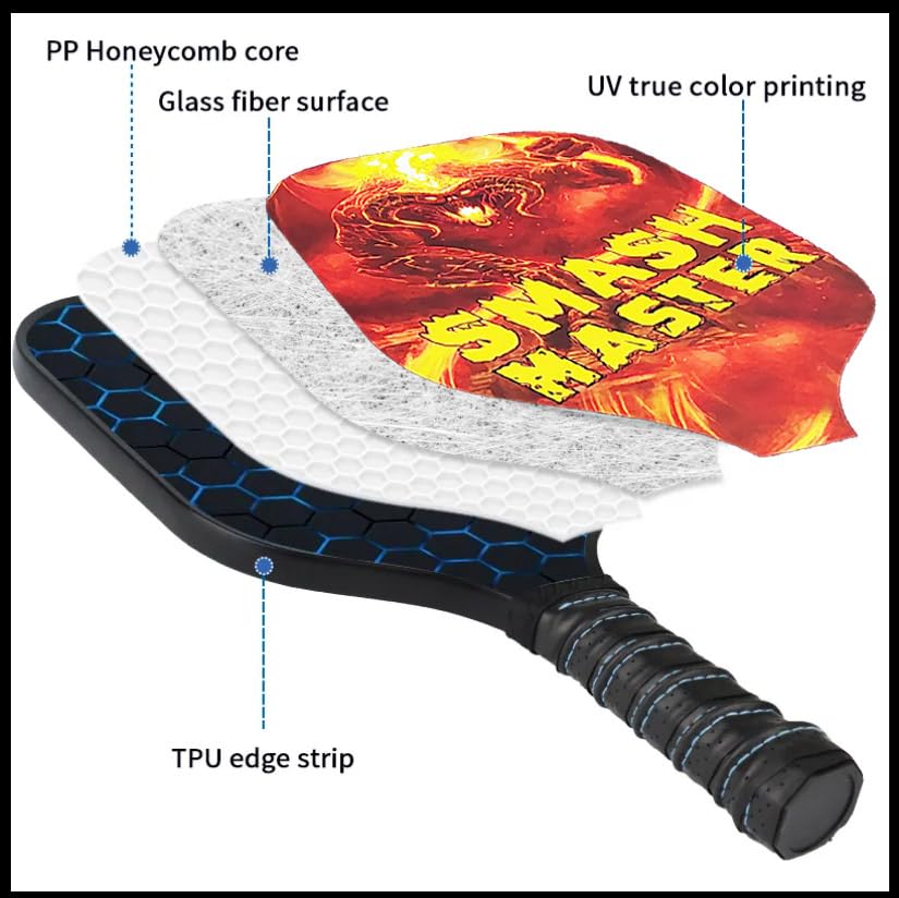 Smash Master Fiberglass Honeycomb Pickleball Paddle Set