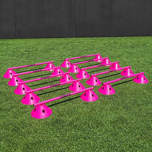 FORZA Cone & Hurdle Training Sets | Improve Your Speed & Agility Skills - Available in 3 Styles and 8 Colors - color: Pink, style: Super Cone