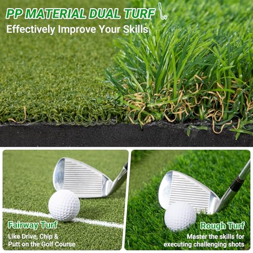 Neoaider Golf Mat, 26 mm 45mm Dual-Turf, 5x4 ft/6x4 ft Golf Hitting Mat for Practice Outdoor Indoor, High-Density Artificial Turf Mat for Hitting Chipping Driving Swinging, Gifts for Men Dad