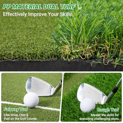 Neoaider Golf Mat, 26 mm 45mm Dual-Turf, 5x4 ft/6x4 ft Golf Hitting Mat for Practice Outdoor Indoor, High-Density Artificial Turf Mat for Hitting Chipping Driving Swinging, Gifts for Men Dad