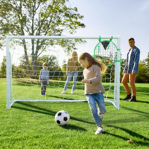 Soccer Goal 12×6, 8×6 and 6×4 FT Soccer Goals for Backyard, 2"Diameter Steel Soccer Goal for Kids and Adults Large soccer goal Powder Coated Galvanized Steel Post With Soccer Target Net for Training