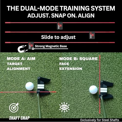 Shaft SNAP Magnetic Golf Alignment Stick Specially Designed for Steel Shafts - 10.24in Ultra-Light 0.37oz Training Aid for Putters, Irons and Wedges