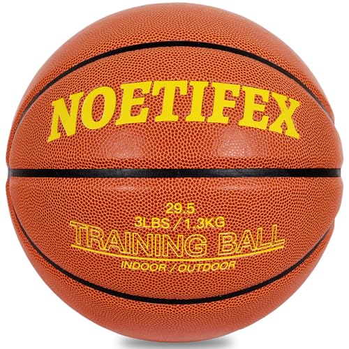 Weighted Heavy Basketball 3LBS/2.2LBS 29.5"/28.5" Training Equipment for Indoor & Outdoor – Improve Dribbling, Passing, Handling & Rebounding Skills Weighted Training Basketball (Deflated) - color: Brown & Yellow, size: Size 7,Official Men’s – 29.5"