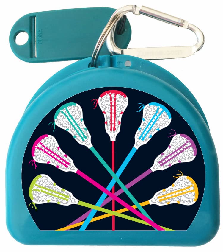 Lacrosse Mouthuard Retainer Case - Lacrosse Sticks (Aqua) - color: Aqua