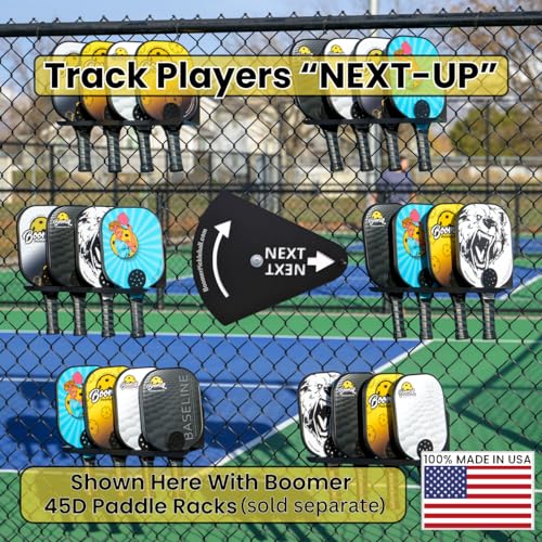 Pickleball “Next-Up” Tracker, A Spin & Point Pickleball Paddle Rack Accessory for Tracking Players “Next-Up” on The Courts