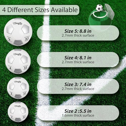 Soccer Ball Size 3 with Pump Needle, Size 3 Trainning Classic White Black Thicker PU Tight Weaved Suitable for Youth Boy League Game Trainning - color: White+Silver