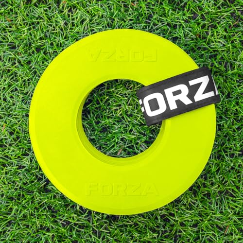 FORZA Flat Disc Ring Markers | Durable PVC Training Markers for Sports, Agility Drills & Skill Development - Pack of 10 - color: Fluro Yellow