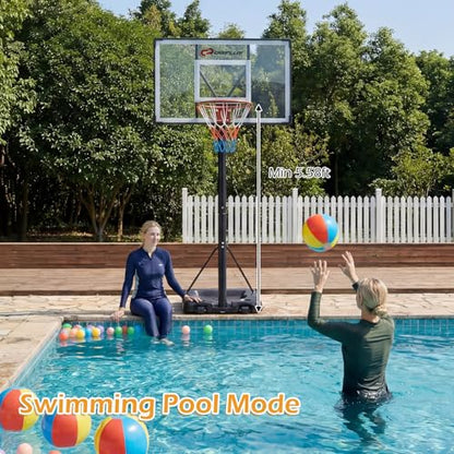 Goplus Portable Basketball Hoop Outdoor for Adults, 5.6-10 FT Adjustable Basketball Hoop Goal System with Shatterproof Backboard, Shock Absorbent Rim, Fillable Base, 2 Wheels, for Backyard Driveway
