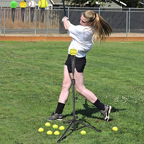 BaseGoal Batting Tee Baseball Tee,Softball Travel Portable Tee Tripod Stand Rubber Tee for Batting Training Practice with Carrying Bag - color: Black, style: New Tee