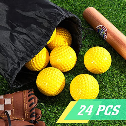 Deekin 24 Pcs Yellow Dimpled Baseball 9 Inch Pitching Machine Baseball Practice Foam Sport Game Ball for Indoor Outdoor Pitching Machine Practice, 2 Dozen