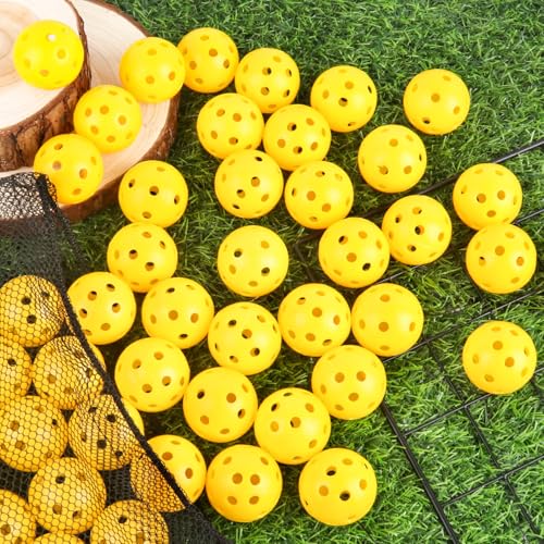 100 Pack Yellow Practice Golf Balls 42mm Plastic Golf Balls Limited Fligh Training Golf Balls AdecortalkBulk for Backyard Swing Practice Driving Range Indoor Outdoor Use