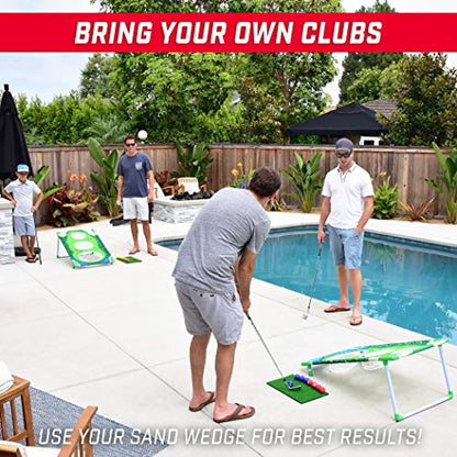 GoSports BattleChip Backyard Golf Cornhole Games – Includes Targets, Chipping Mats, Foam Golf Balls, Scorecard and Carry Case - style: BattleChip Match