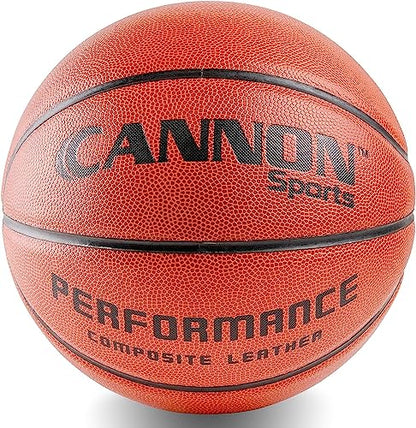 Cannon Sports Composite Leather Basketball for Team Games & Training - Official Size 7-29.5" Men's Basketball Indoor/Outdoor - Good Grip & Bounce - Pump Included