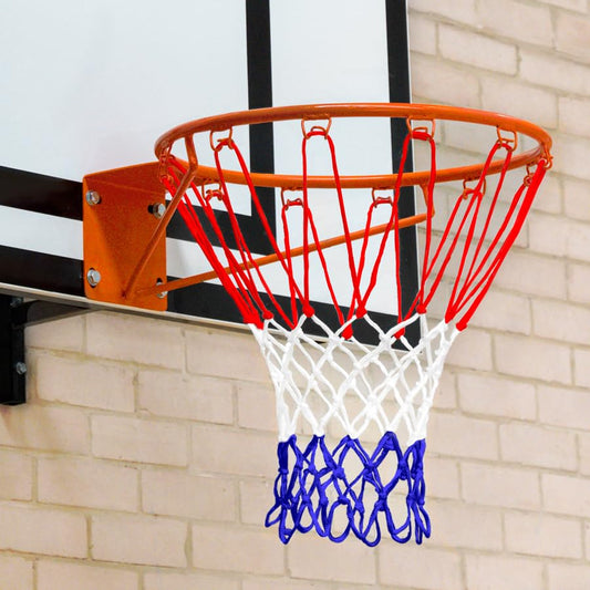 FORZA Replacement Basketball Rim & Net | NBA Size Regulation, Heavy Duty Steel Rim & Nylon Nets for Indoor & Outdorr - Two Color Options - color: Red + White + Blue, size: EU Rim (4.5" x 3.5")