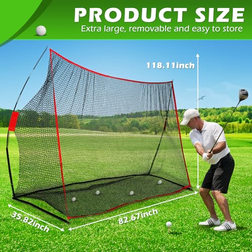 10 x 7ft Golf Net for Hitting, Chipping, Driving Training, Heavy Duty Golf Practice Net for Indoor, Backyard, Garage